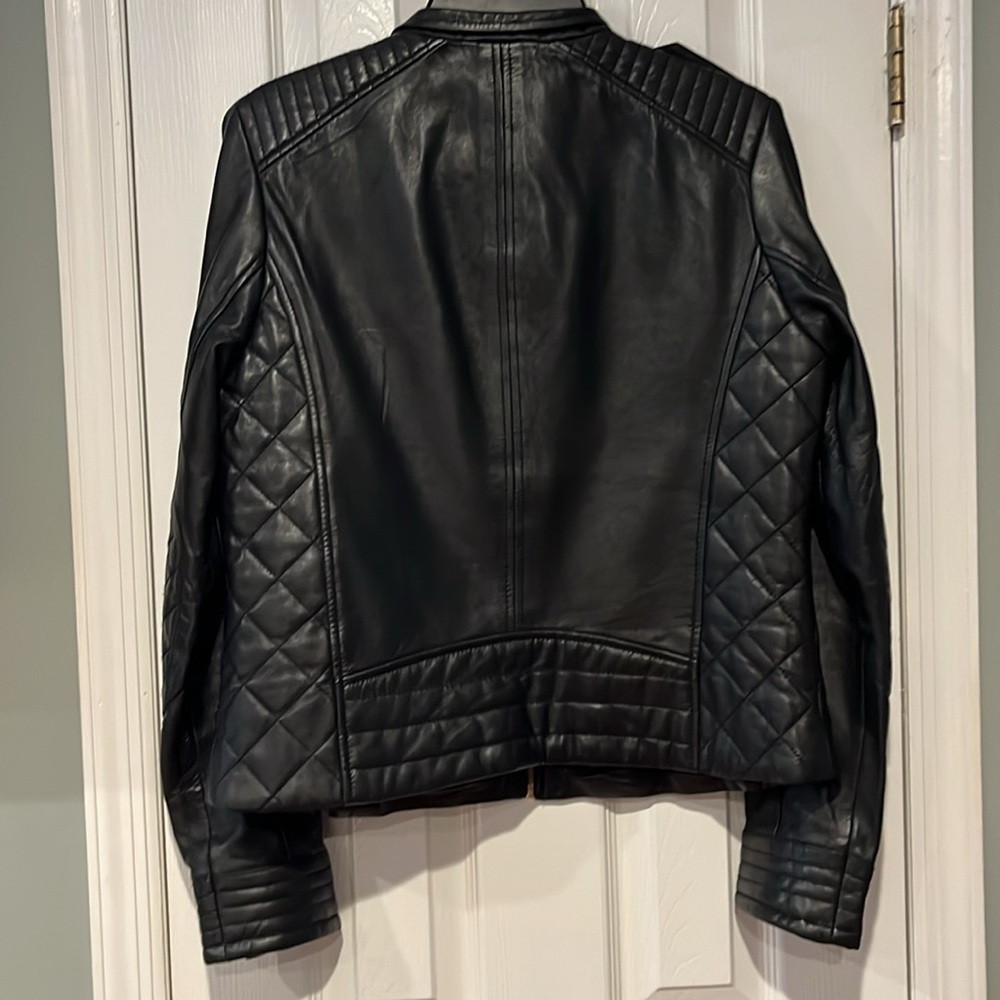 Whet Blu Black Real Leather Motorcycle Jacket & brass embellishments very cool - Picture 4 of 4